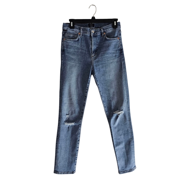 Citizens Of Humanity Rocket Crop High Rise Skinny Distressed Blue Jeans - Picture 1 of 10